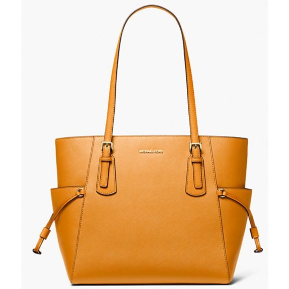 New Michael Kors Voyager Large Saffiano Leather Tote Pop Orange